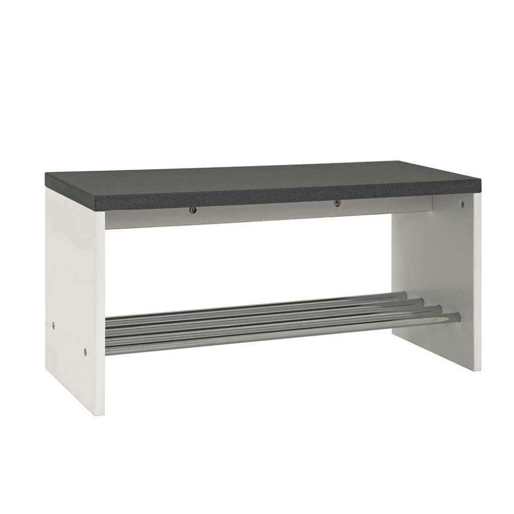 Garderobenbank mit Schuhrost Grau Weiß