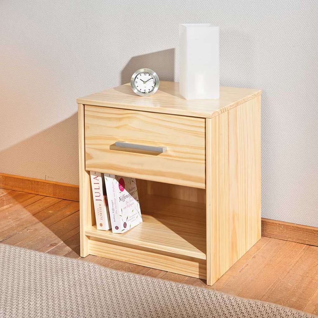 Massivholz Nachtkonsole aus Kiefer Schublade