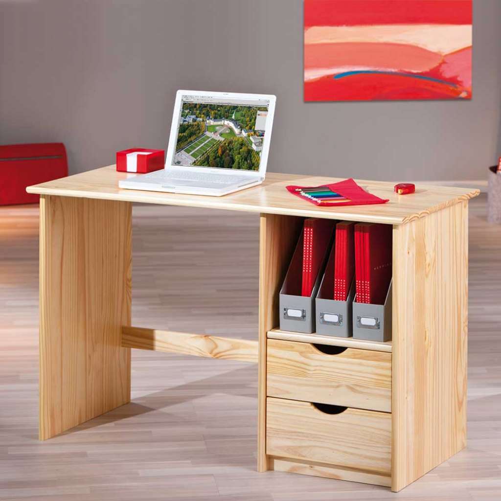 Massivholz Schreibtisch aus Kiefer Schubladen