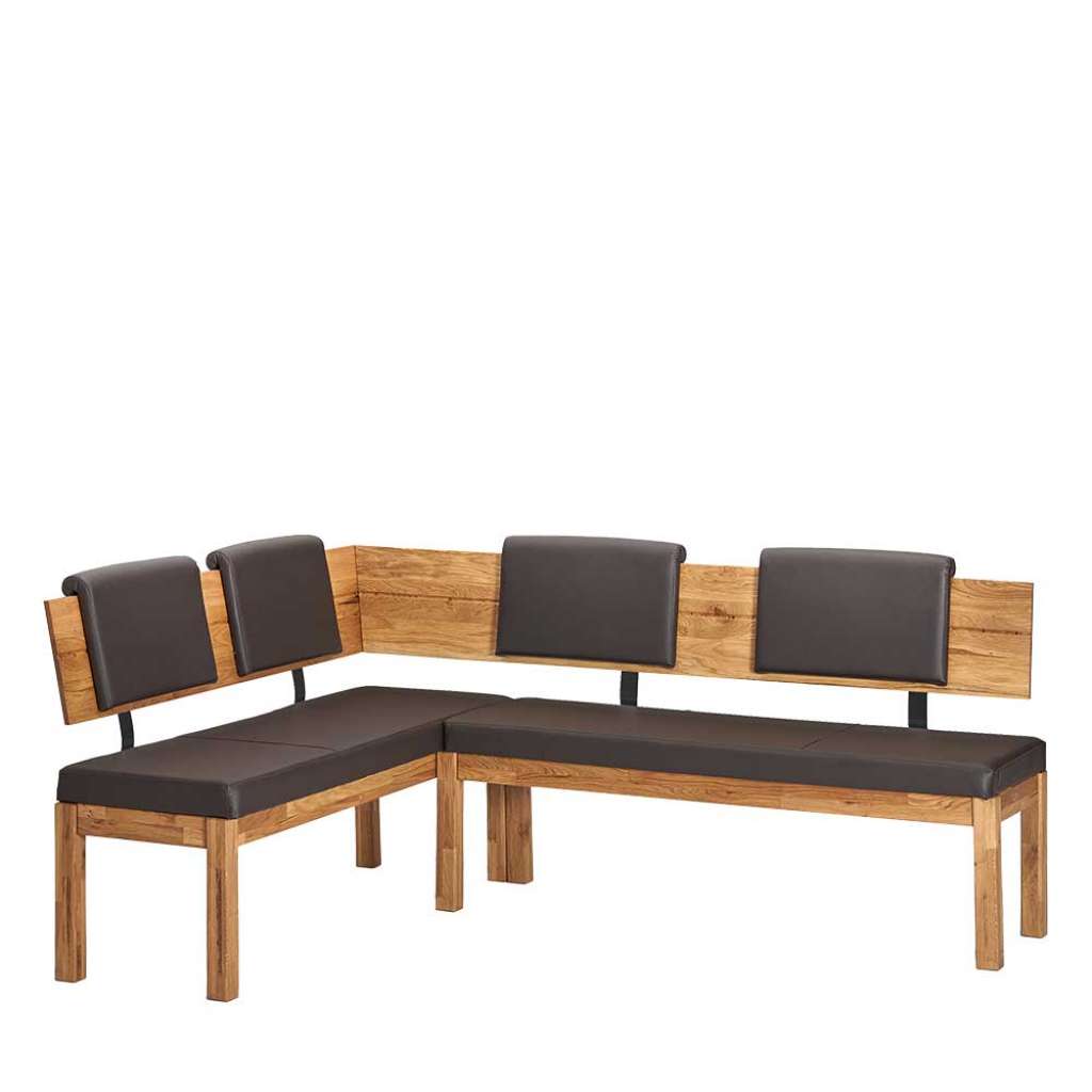 Kücheneckbank in Braun Kunstleder Wildeiche Massivholz