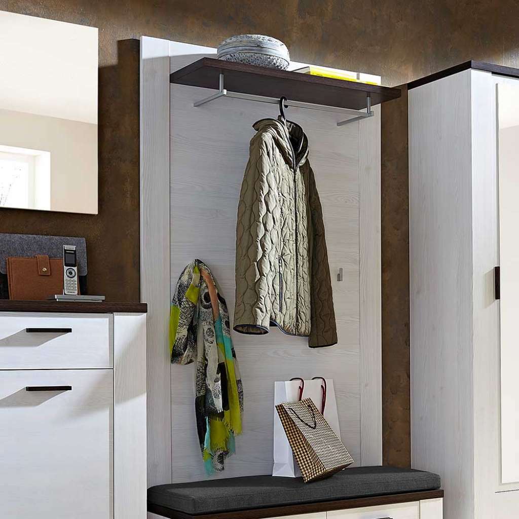 Garderobenpaneel in Weiß Braun Landhausstil