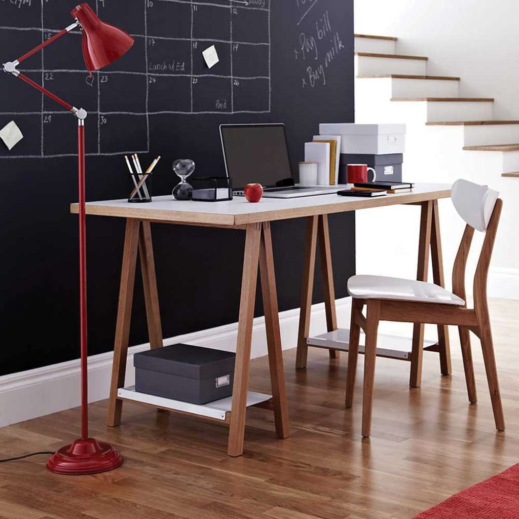 PC Tisch in Eiche Weiß 160 cm breit