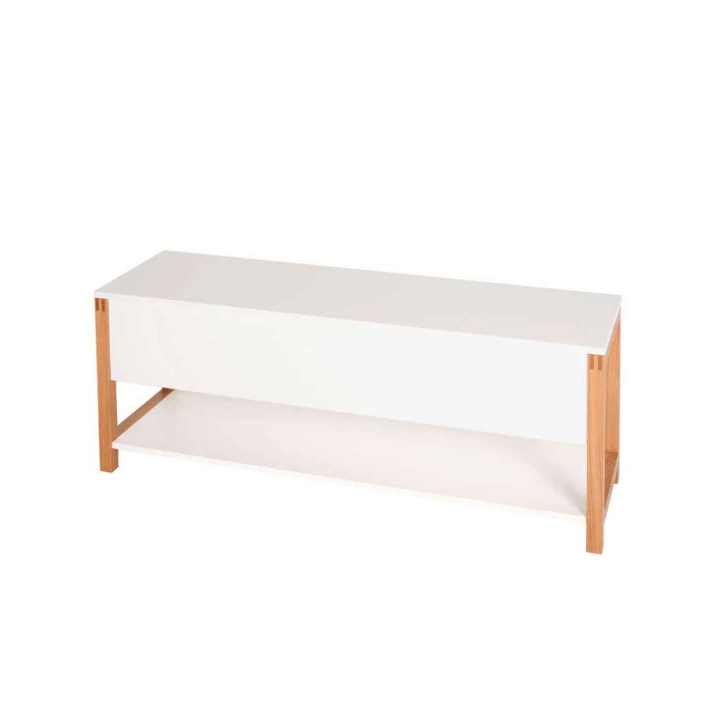 Garderobenbank mit Stauraum Weiß Eiche