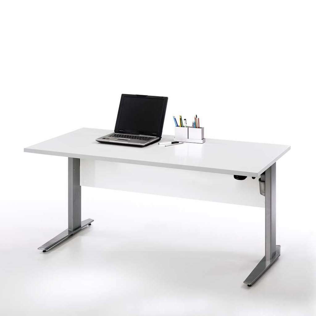 Höhenverstellbarer Schreibtisch in Weiß 150 cm