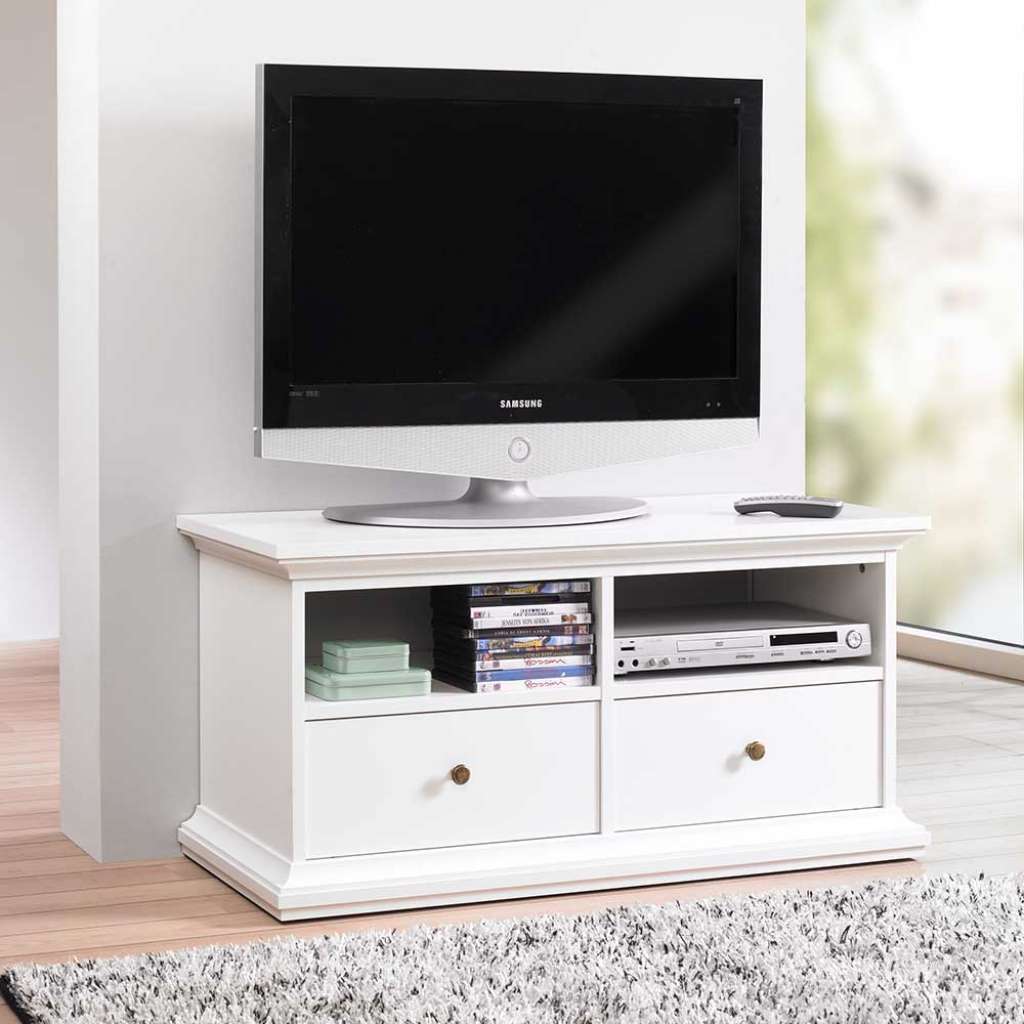 TV Lowboard im skandinavischen Landhausstil Weiß