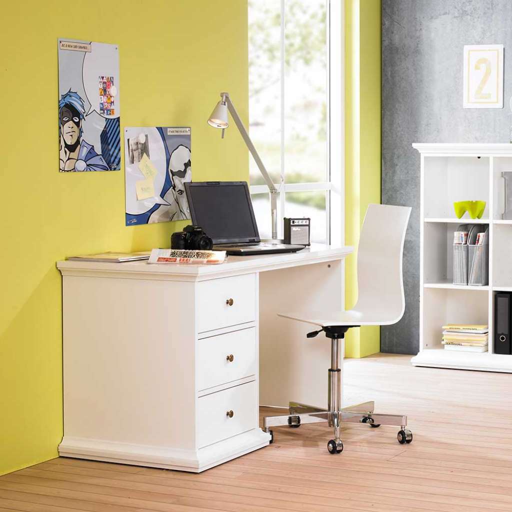 Bürotisch in Weiß Schubladen