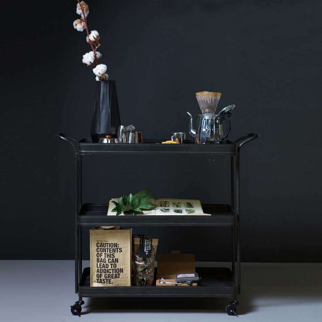 Serviertisch in Schwarz Metall
