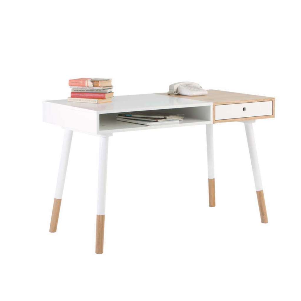 Schreibtisch in Weiß Eiche furniert 120 cm breit