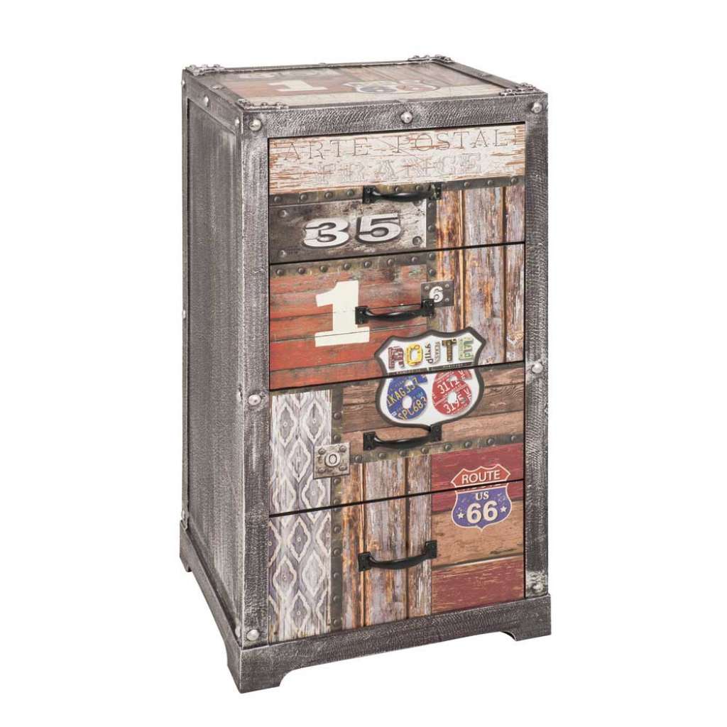 Hochkommode in Braun Bunt Vintage