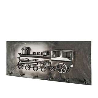 Hakengarderobe mit Eisenbahn 3D Motiv Metall