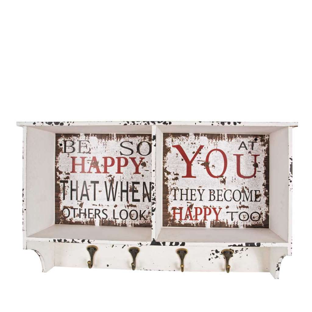 Hakengarderobe im Shabby Chic Design Schrift Print