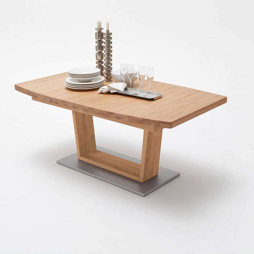 Ausziehbarer Esstisch aus Wildeiche geölt modern