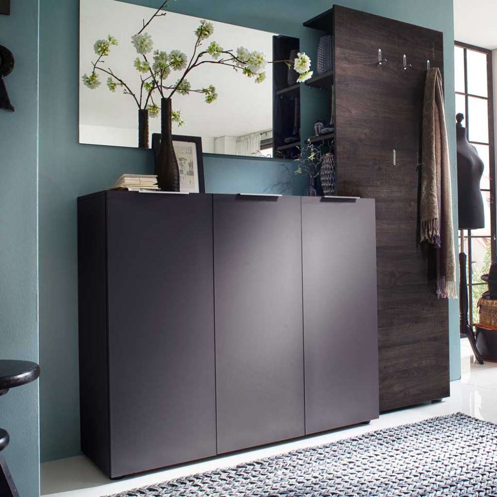 Flurgarderobenset in Wenge Braun Anthrazit (3-teilig)