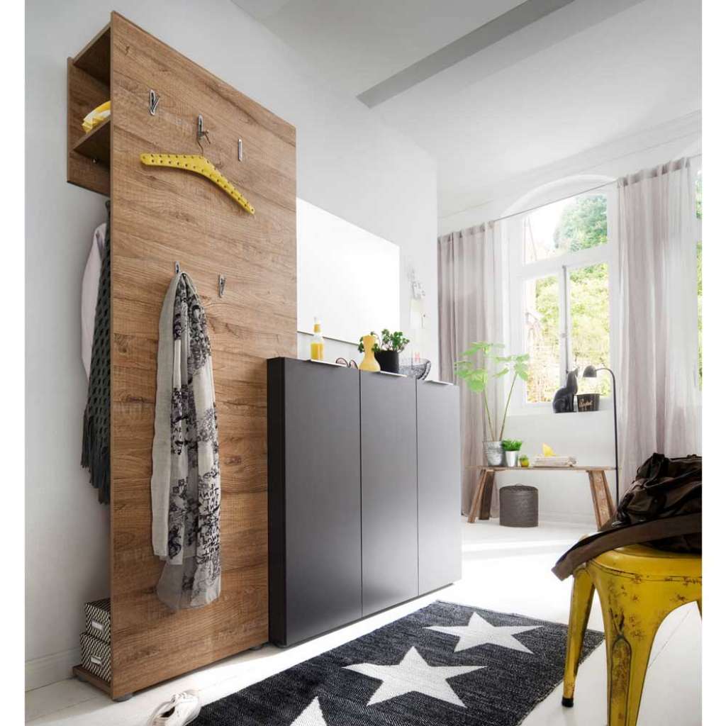 Garderobenset in Anthrazit Eiche modern (3-teilig)