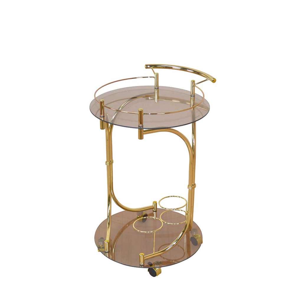 Servierwagen mit Rauchglas Messingfarben
