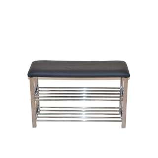 Sitzhocker in Schwarz Chrom Schuhablage