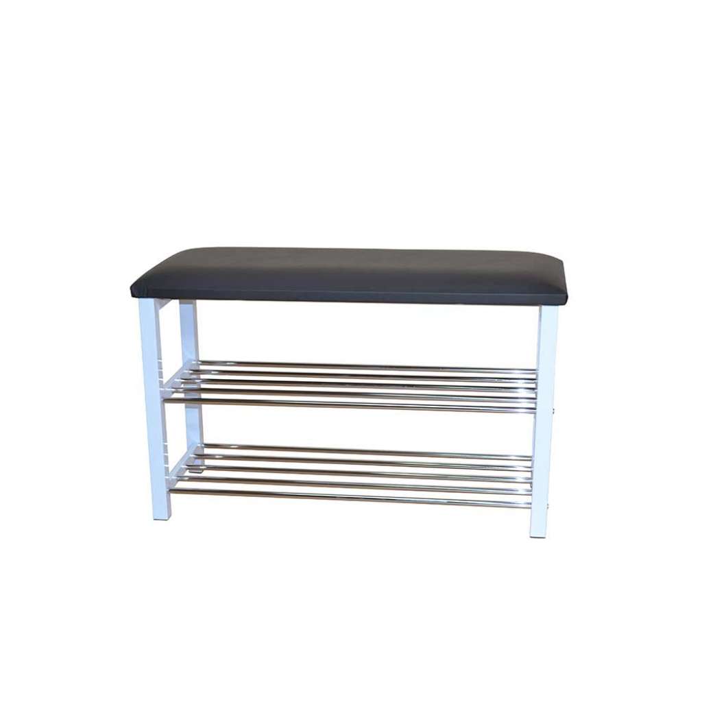 Hocker mit Schuhablage Schwarz Weiß