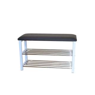 Hocker mit Schuhablage Schwarz Weiß