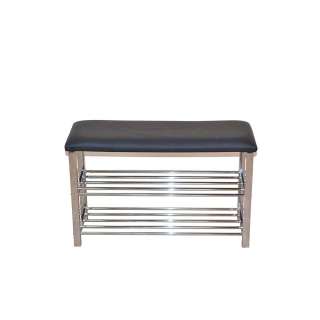 Garderoben Hocker mit Schuhablage Chrom Schwarz