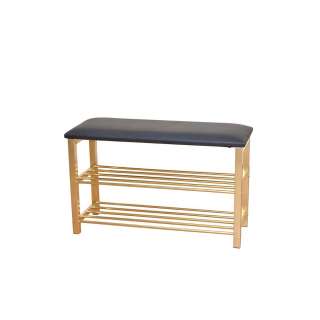 Hocker mit Schuhregal Messing Schwarz
