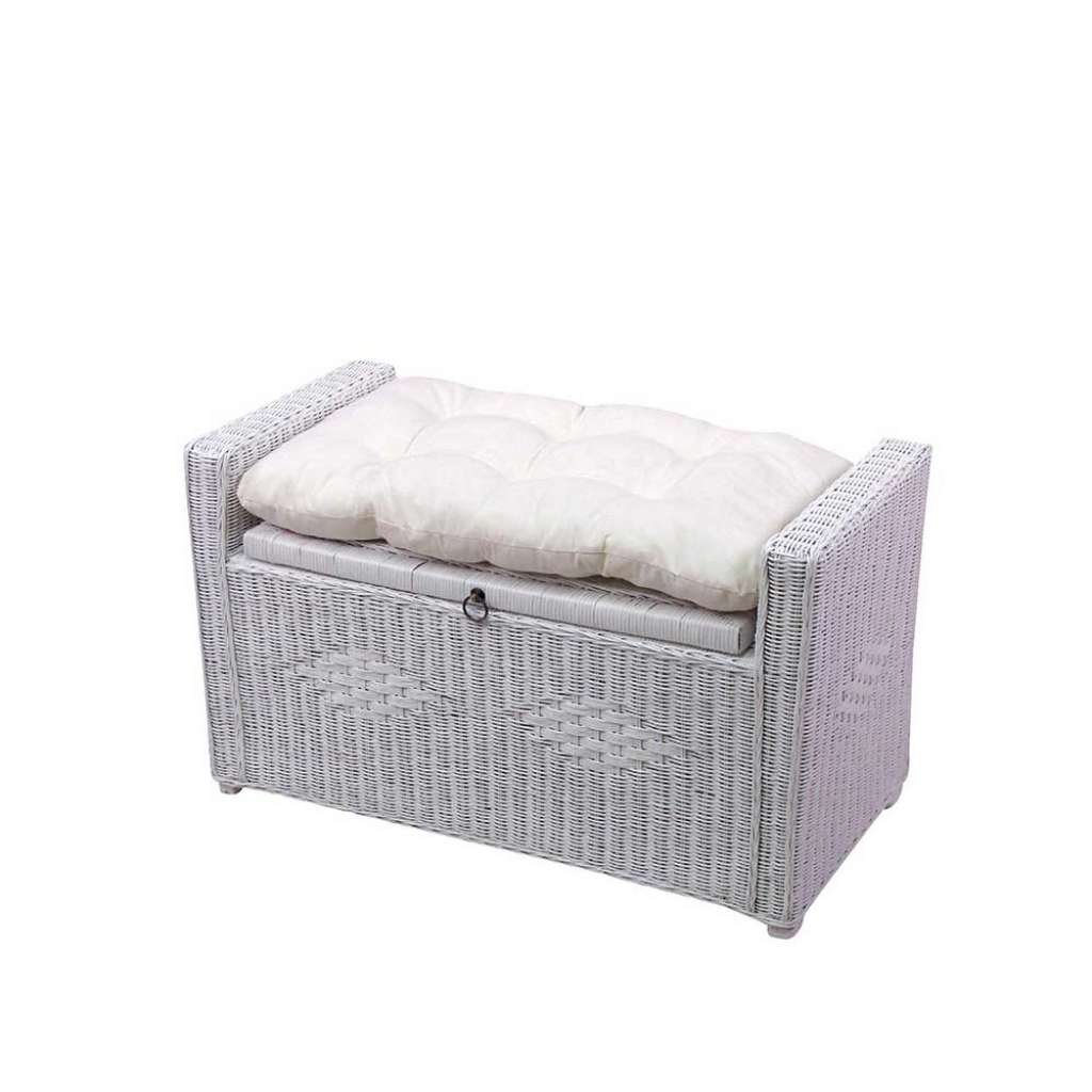 Sitztruhe in Weiß Rattan