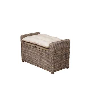 Rattan Truhe in Grau Sitzkissen