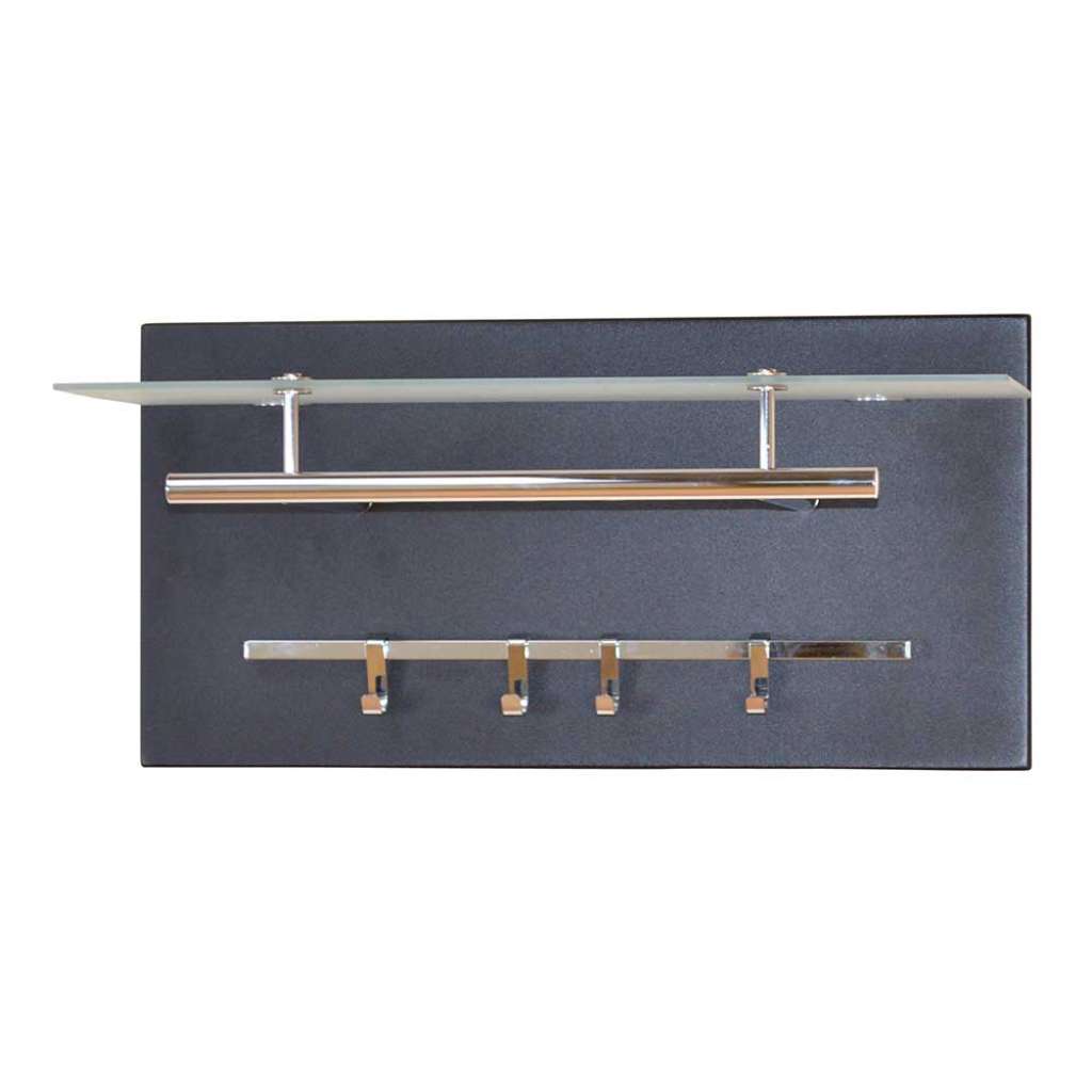 Wandgarderobe in Schwarz Milchglas Ablage