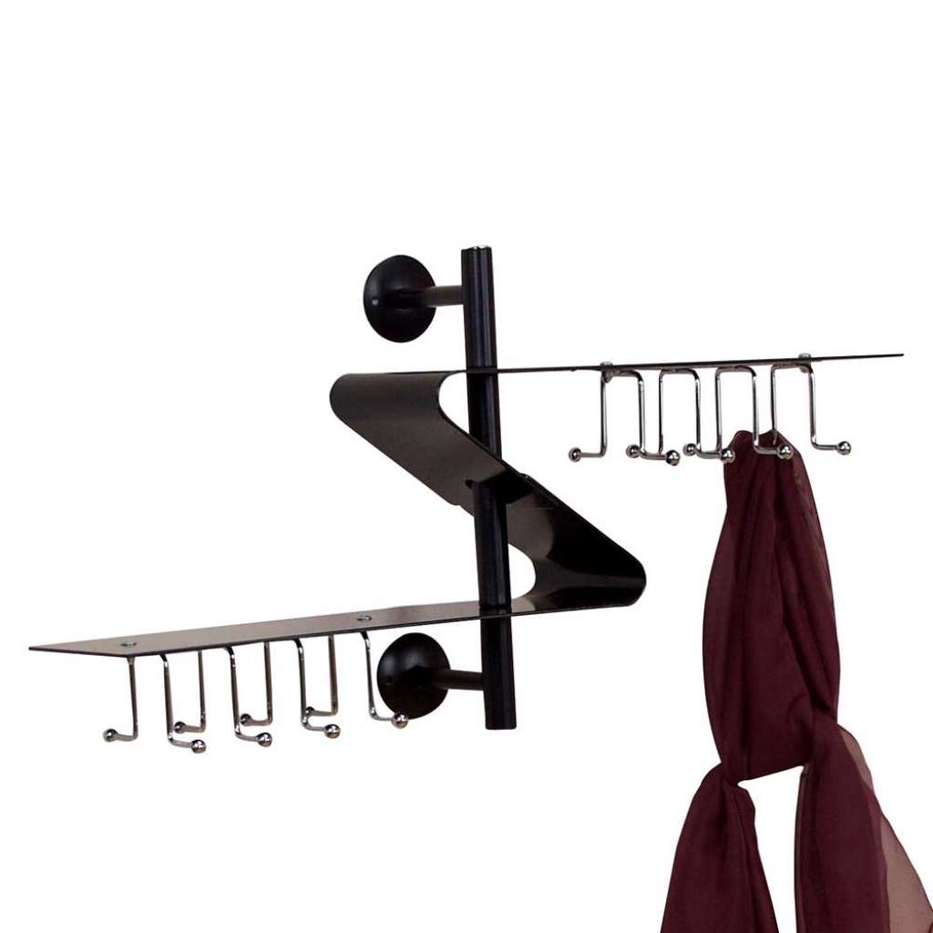 Metall Wandgarderobe in Schwarz S Form