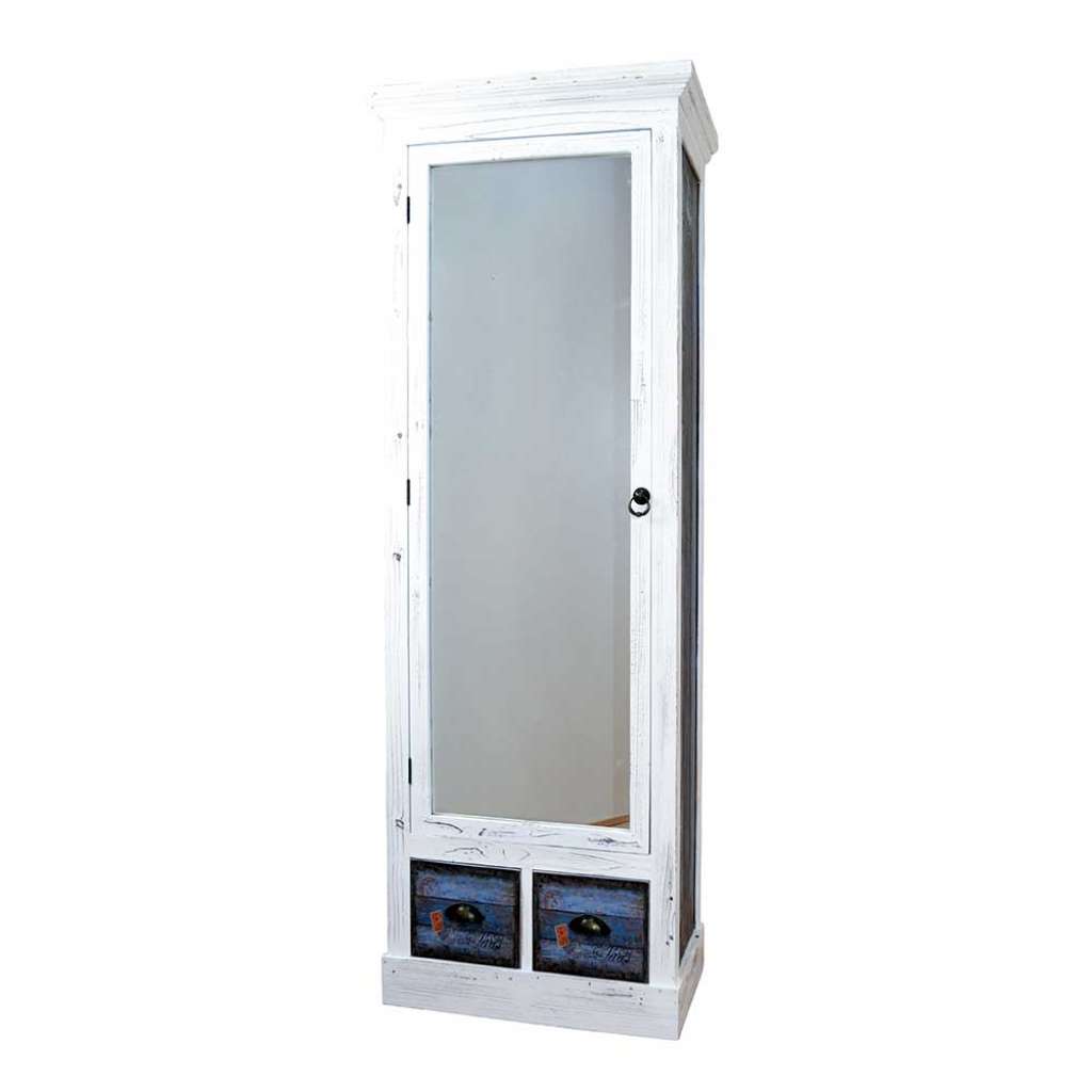 Dielenschrank in Weiß Blau Vintage Design