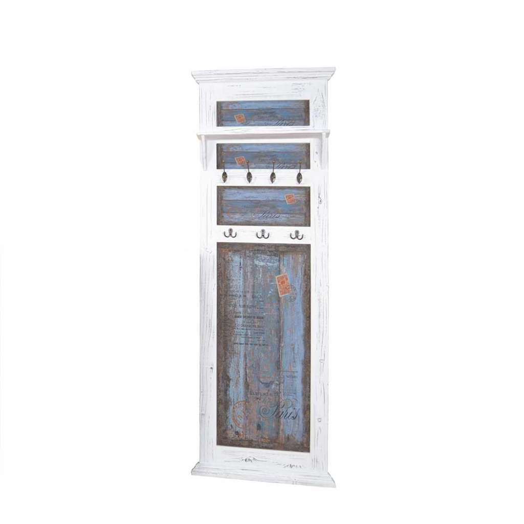 Vintage Garderobe in Blau Weiß massiv