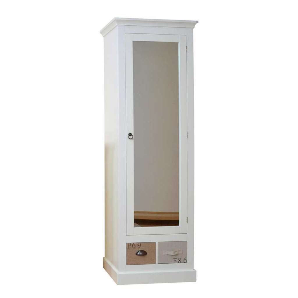 Dielenschrank mit Spiegeltür Weiß Braun