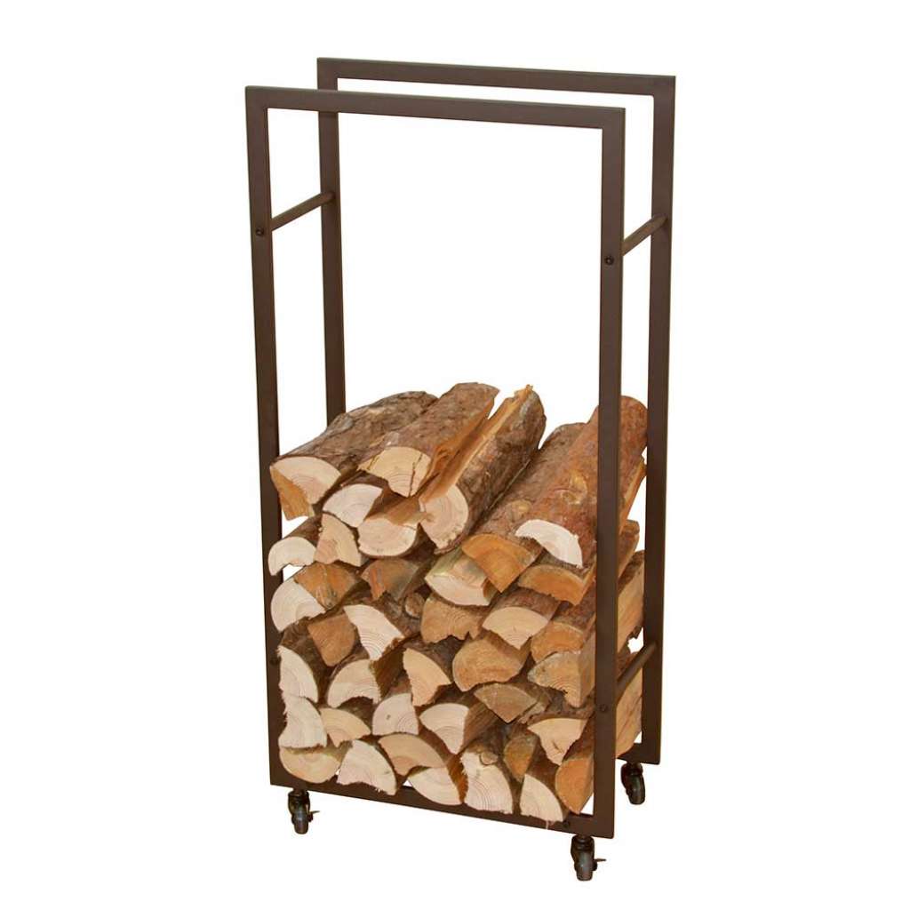 Kaminregal mit Rollen Rostfarben