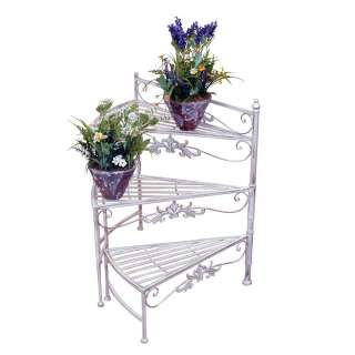 Blumenständer Treppe in Creme Weiß Landhaus