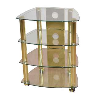 Hifi Rack in Messing Glas Rollen