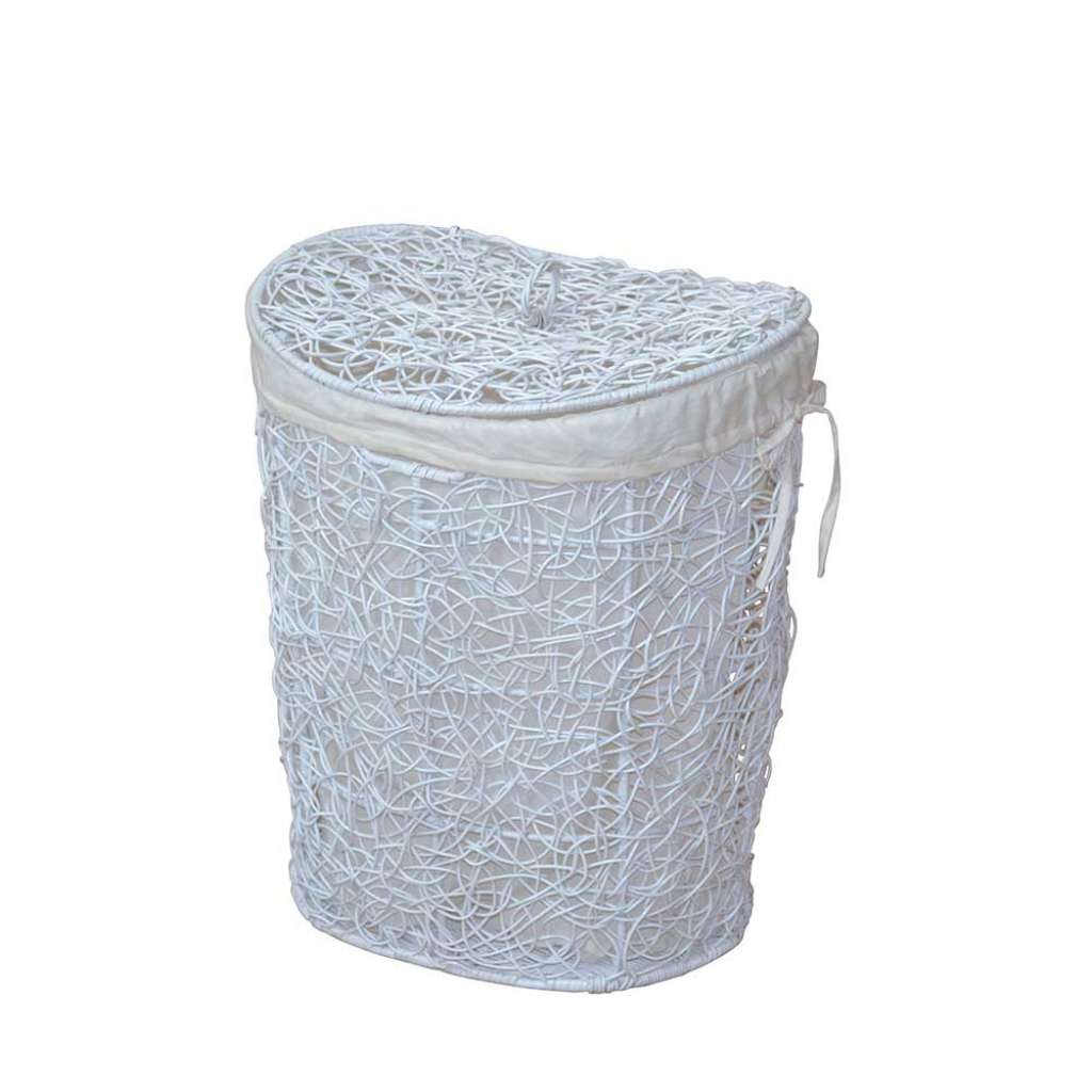 Wäschekorb in Weiß Geflecht