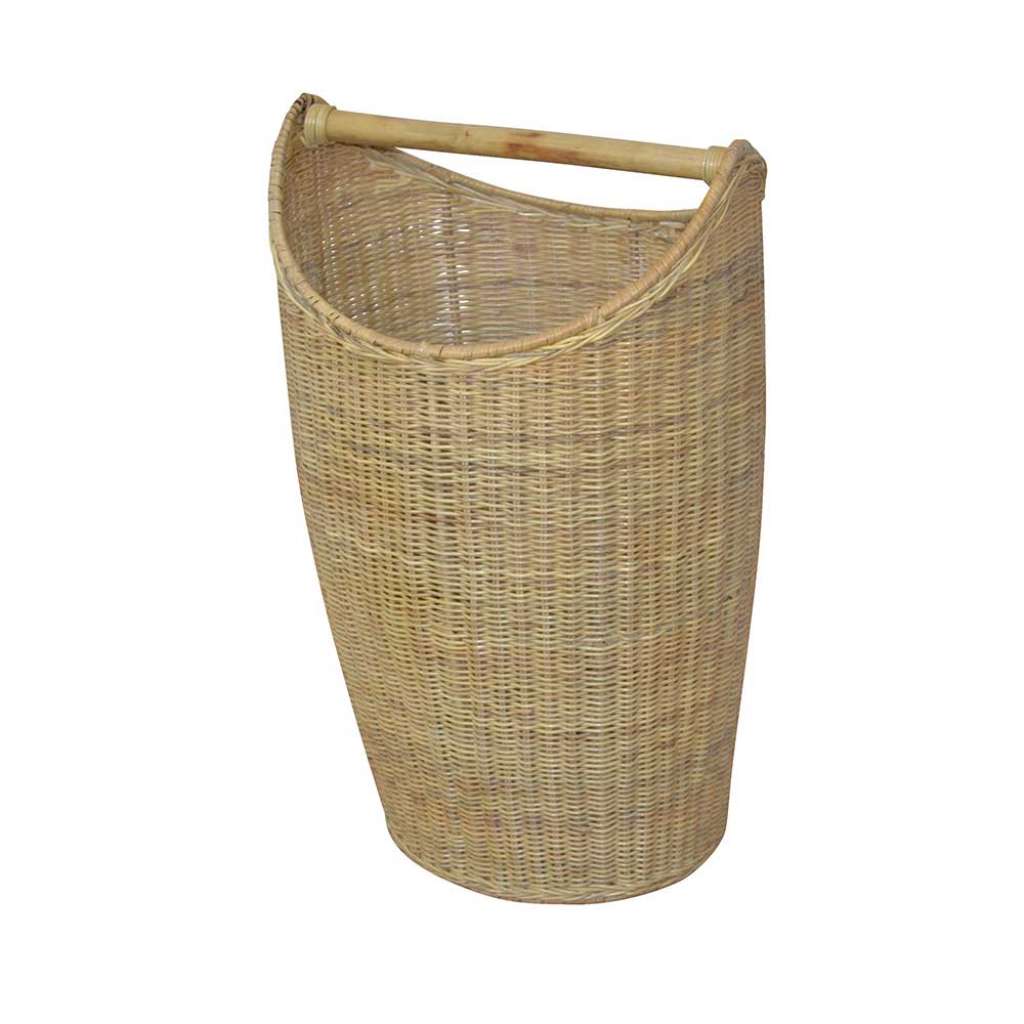 Rattankorb in Beige mit Griff