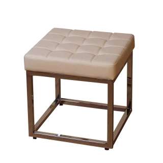 Kunstleder Hocker in Creme Weiß Stahl