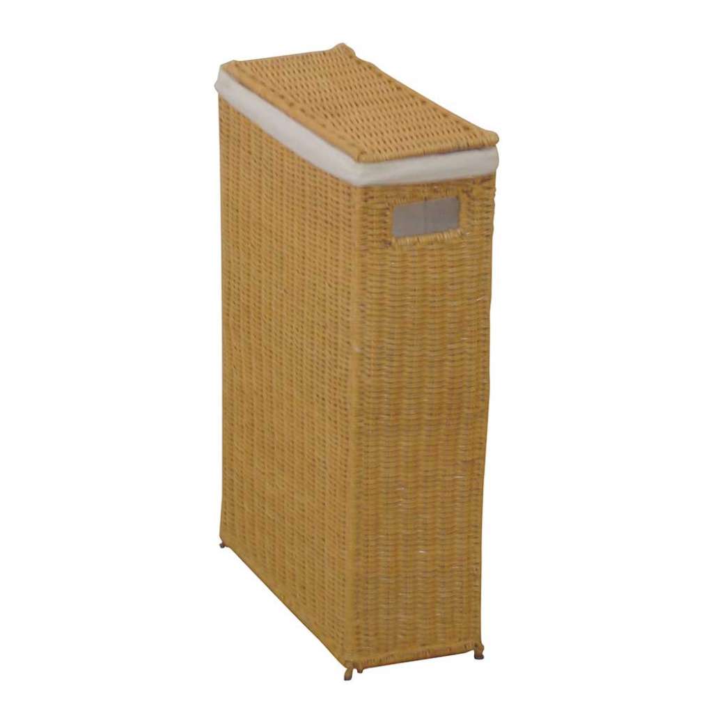 Rattan Korb in Beige mit Deckel zum Aufklappen