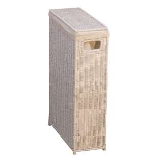 Rattan Wäschekorb mit Deckel zum Aufklappen Weiß
