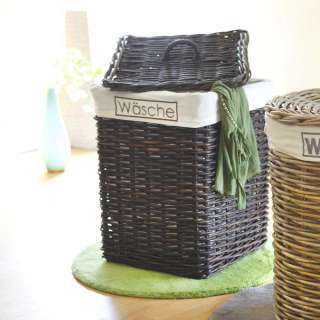 Rattan Wäschekorb in Braun Deckel
