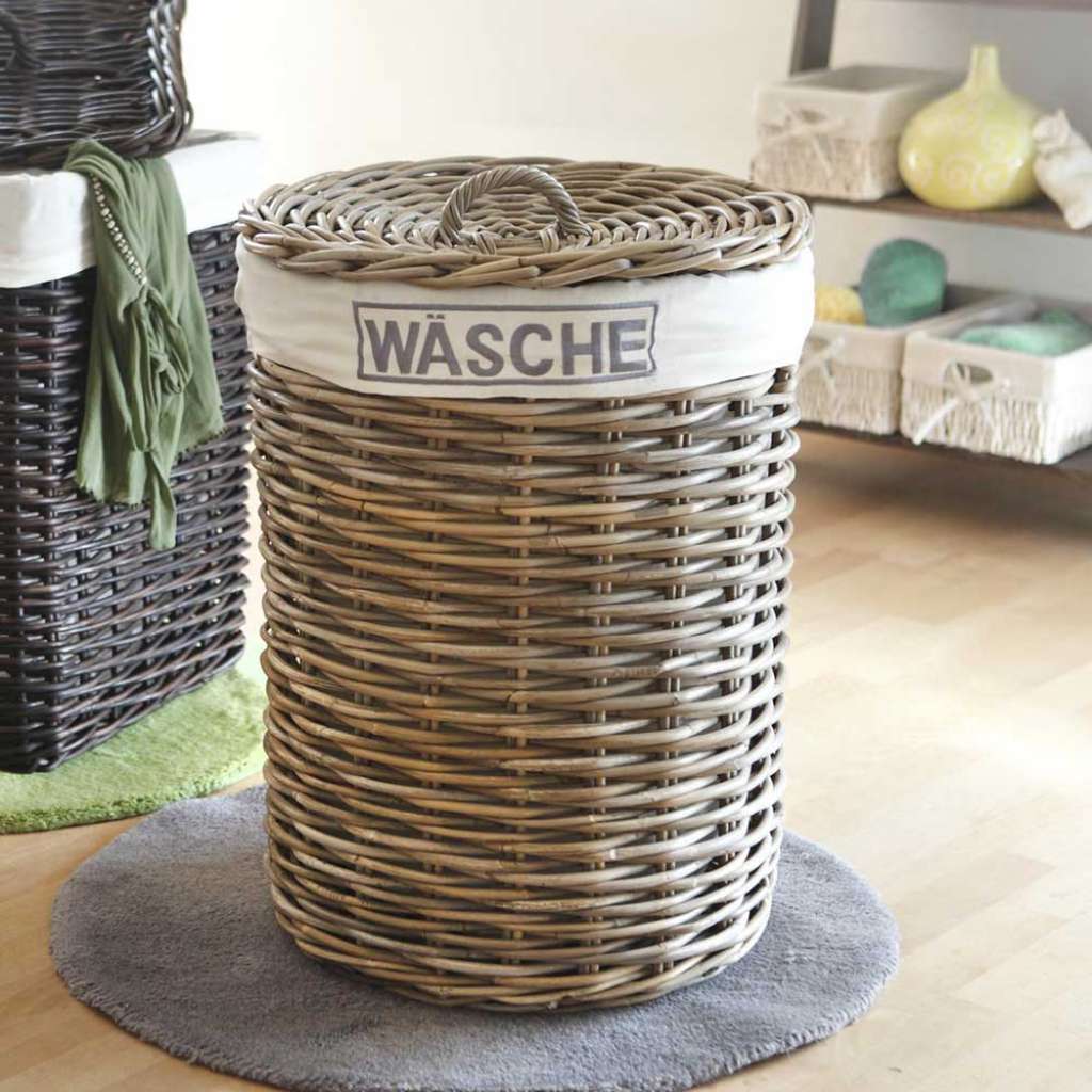 Rattankorb für Wäsche Grau