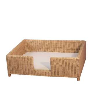 Hundebett in Beige Rattan