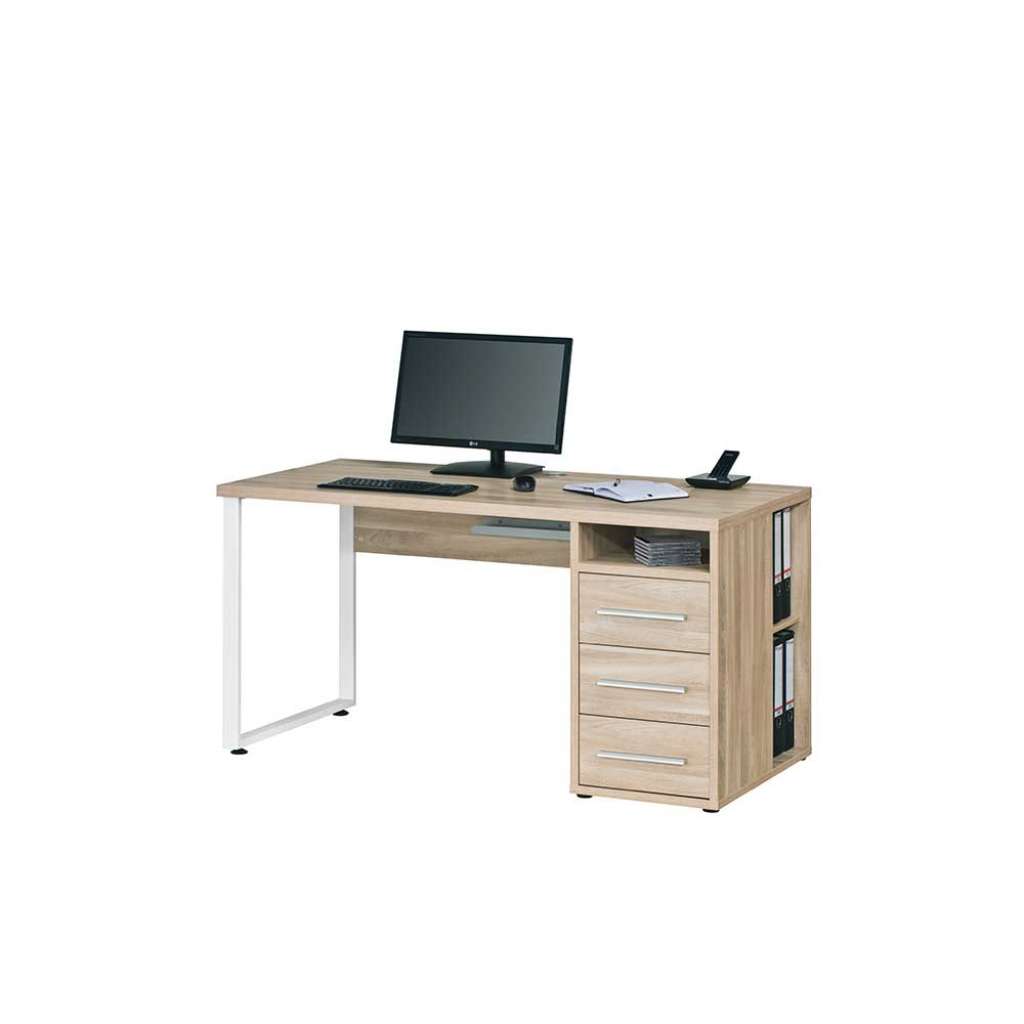 Bürotisch in Eiche Weiß 150 cm