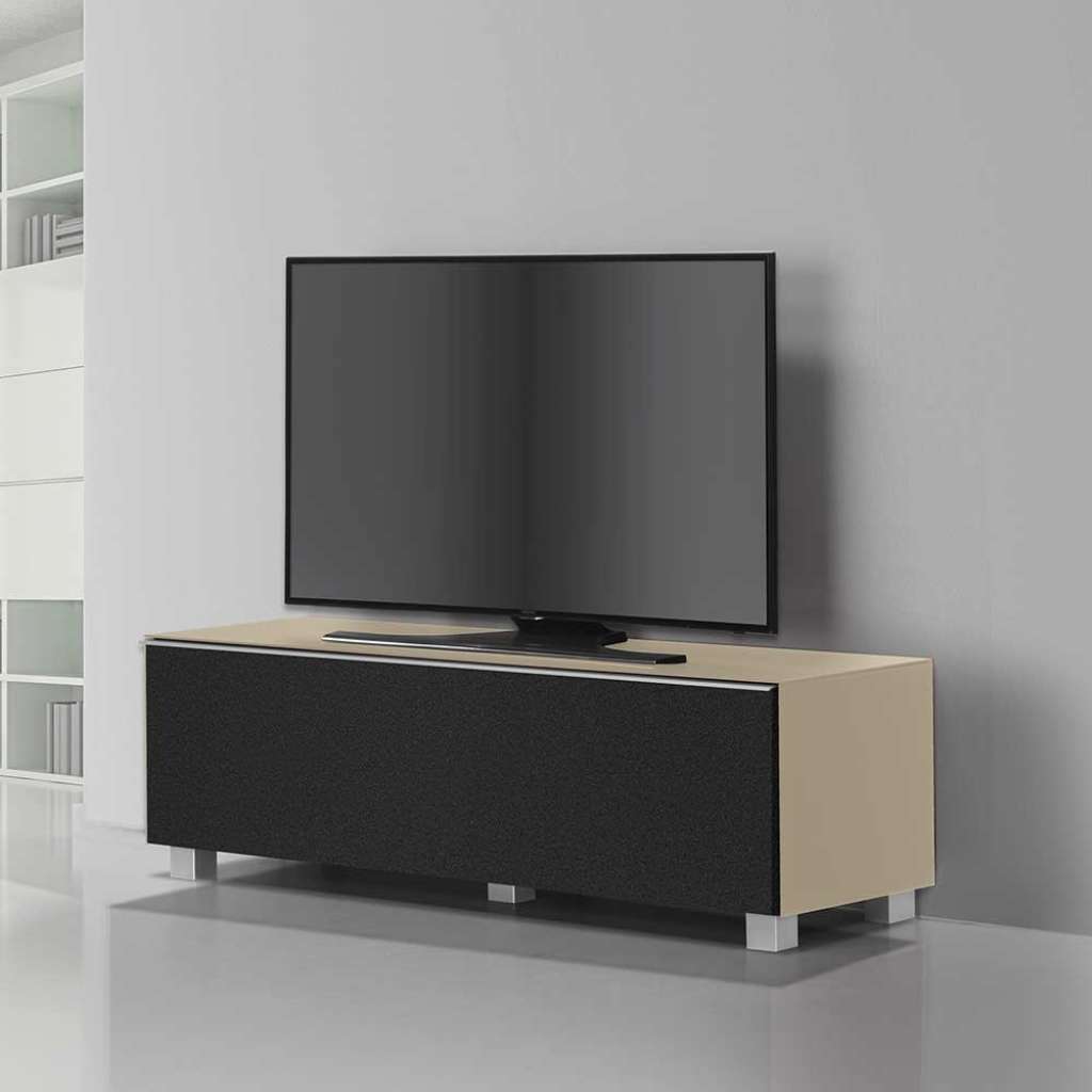 TV Board in Beige Glas Schwarz
