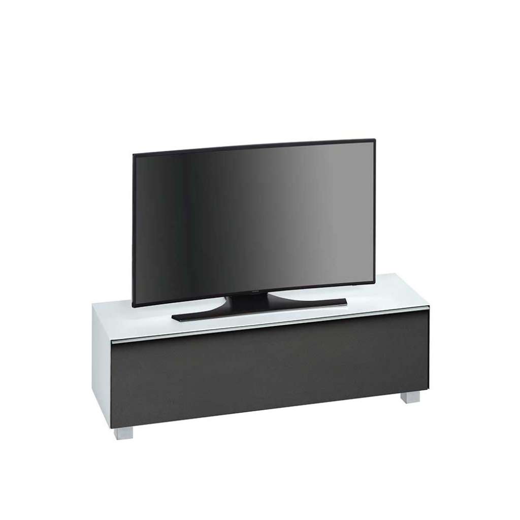 TV Board in Weiß Glas Schwarz