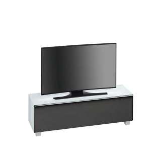 TV Board in Weiß Glas Schwarz