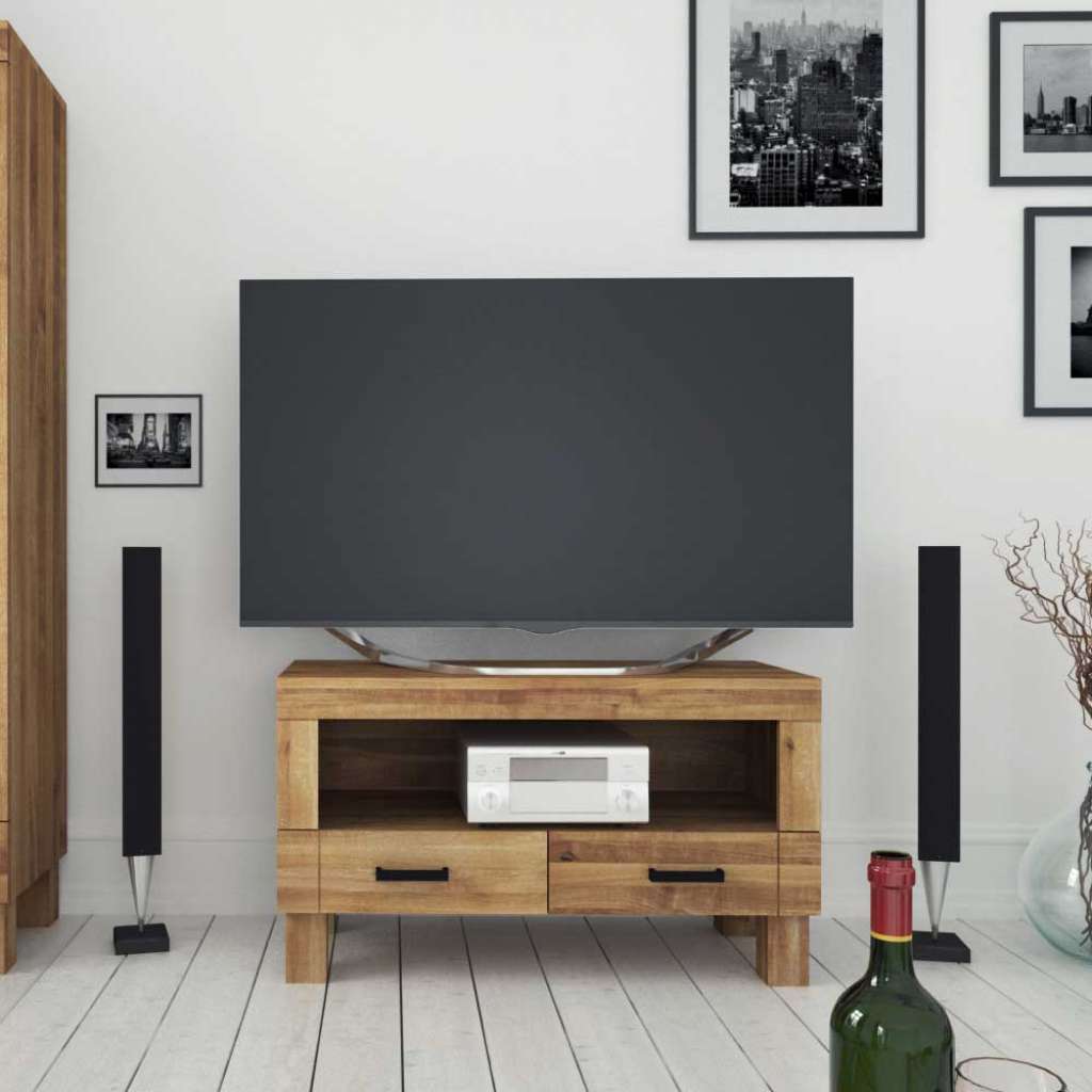 TV Board aus Wildeiche Massivholz mit Schublade