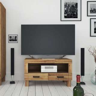 TV Board aus Wildeiche Massivholz mit Schublade