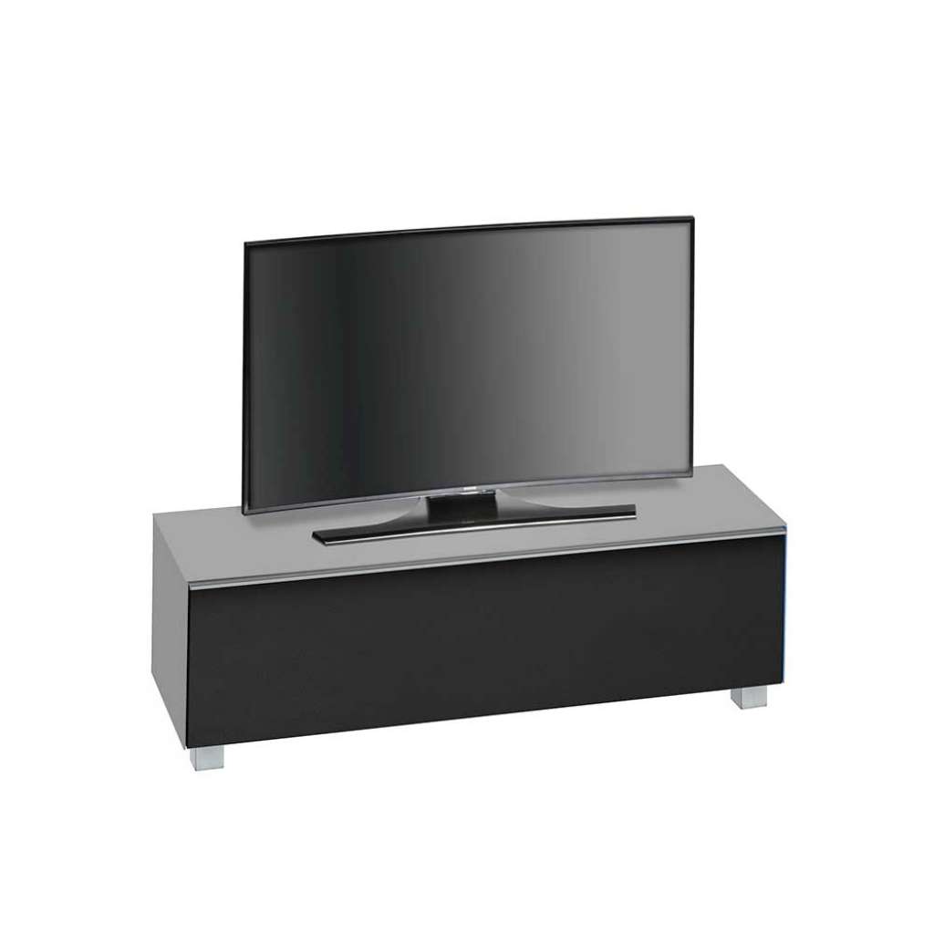TV Lowboard in Grau Glas Schwarz