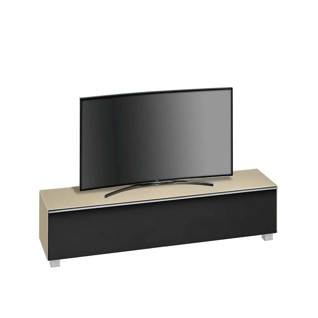 TV Unterschrank in Beige Glas Schwarz